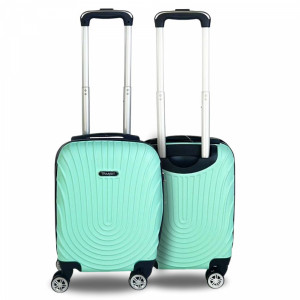 Твърд авио куфар - спинър за ръчен багаж с 4 колела и телескопична дръжка, ABS TRANSIT WAVE със свалящи се колела, MINT